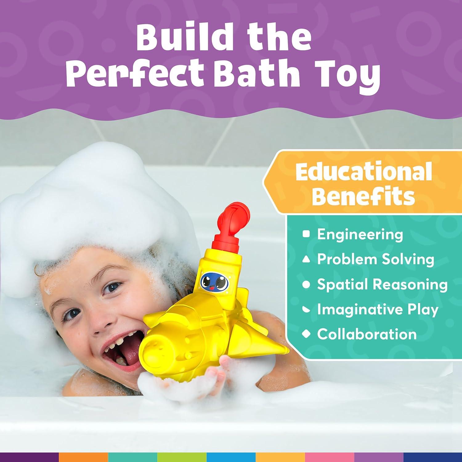 Blockaroo Magnetic Foam Building Blocks – 10-Piece Submarine, Bath Toys for Toddlers, Preschool Toys, Bathtub Toys, Sensory Toys, Blocks for Toddlers 3-5, Engineering Toys for Kids 3-5, Bath Blocks
