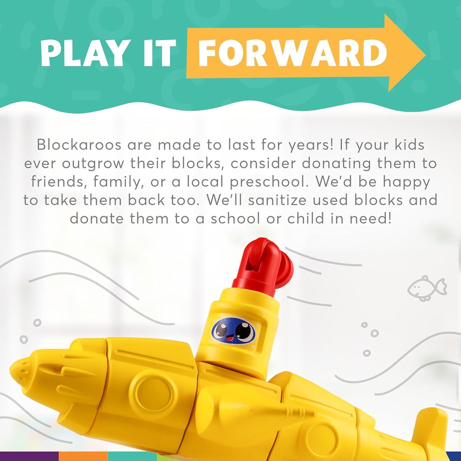 Blockaroo Magnetic Foam Building Blocks – 10-Piece Submarine, Bath Toys for Toddlers, Preschool Toys, Bathtub Toys, Sensory Toys, Blocks for Toddlers 3-5, Engineering Toys for Kids 3-5, Bath Blocks