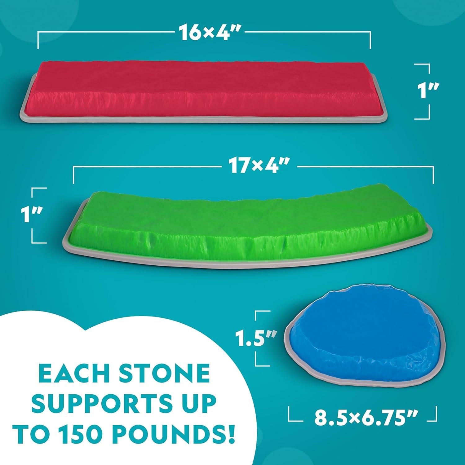 NATIONAL GEOGRAPHIC Stepping Stones for Kids – 6 Durable Non-Slip Stones Encourage Toddler Balance & Gross Motor Skills, Indoor & Outdoor Toys, Balance Stones, Obstacle Course (Amazon Exclusive)(12 Stepping Stones & Beams)