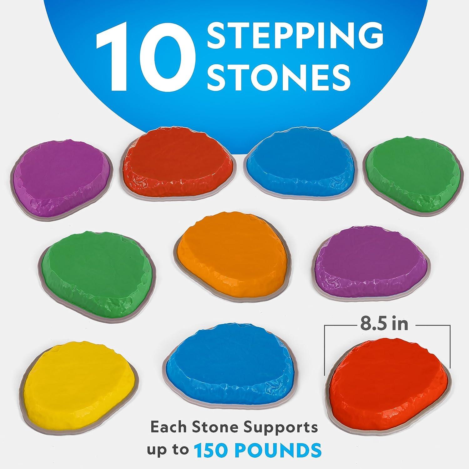 NATIONAL GEOGRAPHIC Stepping Stones for Kids – 6 Durable Non-Slip Stones Encourage Toddler Balance & Gross Motor Skills, Indoor & Outdoor Toys, Balance Stones, Obstacle Course (Amazon Exclusive)(10 Stepping Stones)