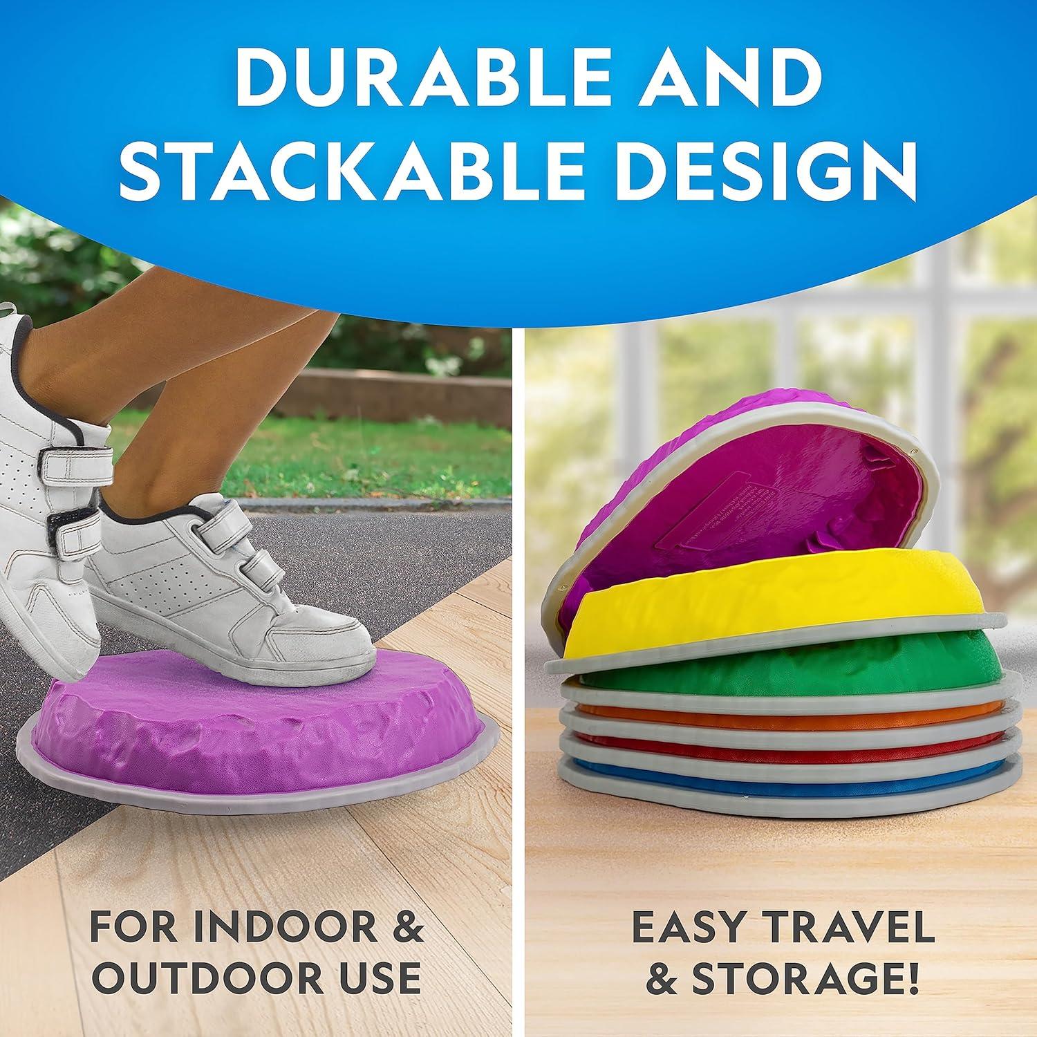 NATIONAL GEOGRAPHIC Stepping Stones for Kids – 6 Durable Non-Slip Stones Encourage Toddler Balance & Gross Motor Skills, Indoor & Outdoor Toys, Balance Stones, Obstacle Course (Amazon Exclusive)(10 Stepping Stones)