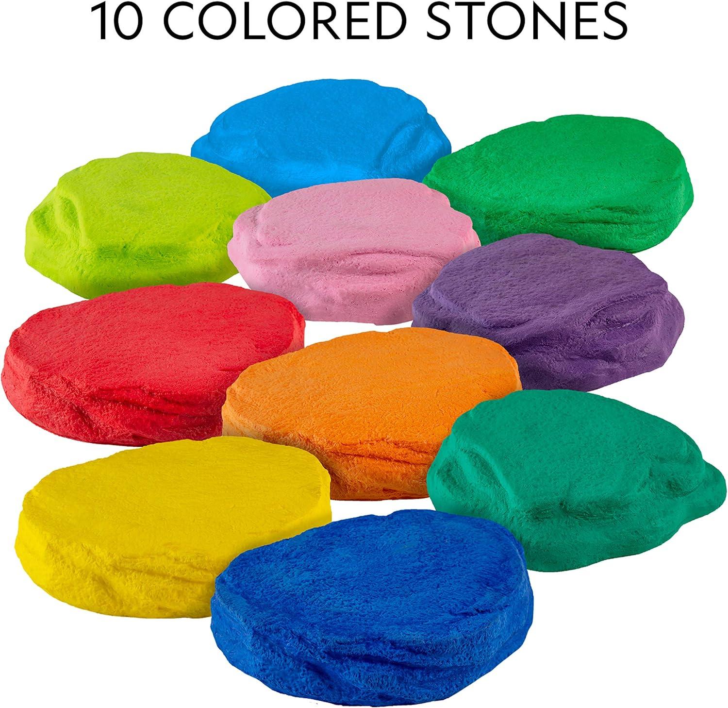 NATIONAL GEOGRAPHIC Stepping Stones for Kids – 10 Soft Durable, Encourage Toddler Balance & Gross Motor Skills, Indoor & Outdoor Toys, Balance Stones, Obstacle Course (Amazon Exclusive)(10 Stepping Stones)