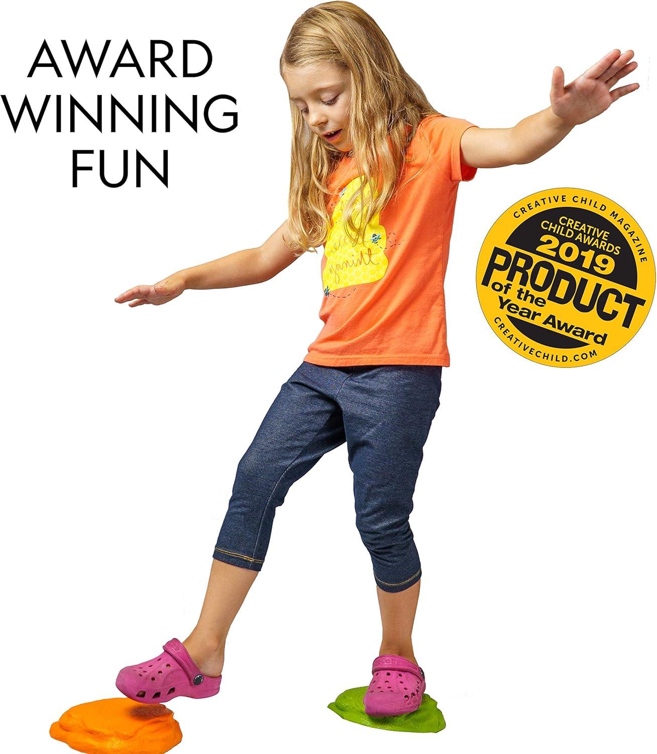 NATIONAL GEOGRAPHIC Stepping Stones for Kids – 10 Soft Durable, Encourage Toddler Balance & Gross Motor Skills, Indoor & Outdoor Toys, Balance Stones, Obstacle Course (Amazon Exclusive)(10 Stepping Stones)