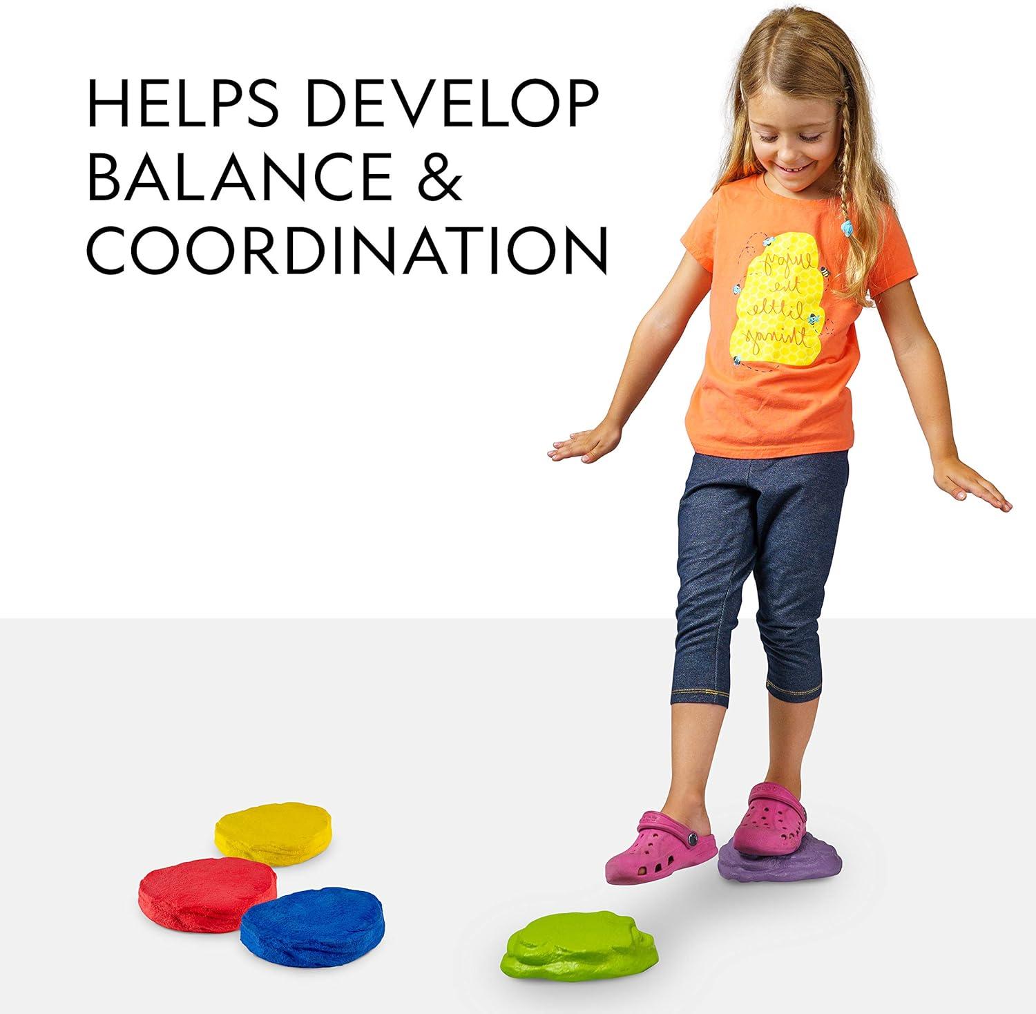 NATIONAL GEOGRAPHIC Stepping Stones for Kids – 10 Soft Durable, Encourage Toddler Balance & Gross Motor Skills, Indoor & Outdoor Toys, Balance Stones, Obstacle Course (Amazon Exclusive)(10 Stepping Stones)