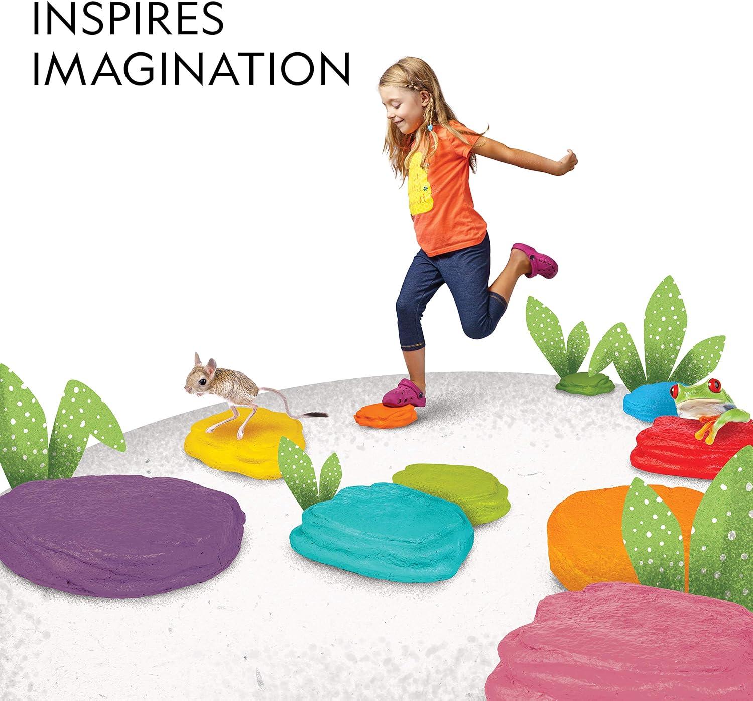 NATIONAL GEOGRAPHIC Stepping Stones for Kids – 10 Soft Durable, Encourage Toddler Balance & Gross Motor Skills, Indoor & Outdoor Toys, Balance Stones, Obstacle Course (Amazon Exclusive)(10 Stepping Stones)