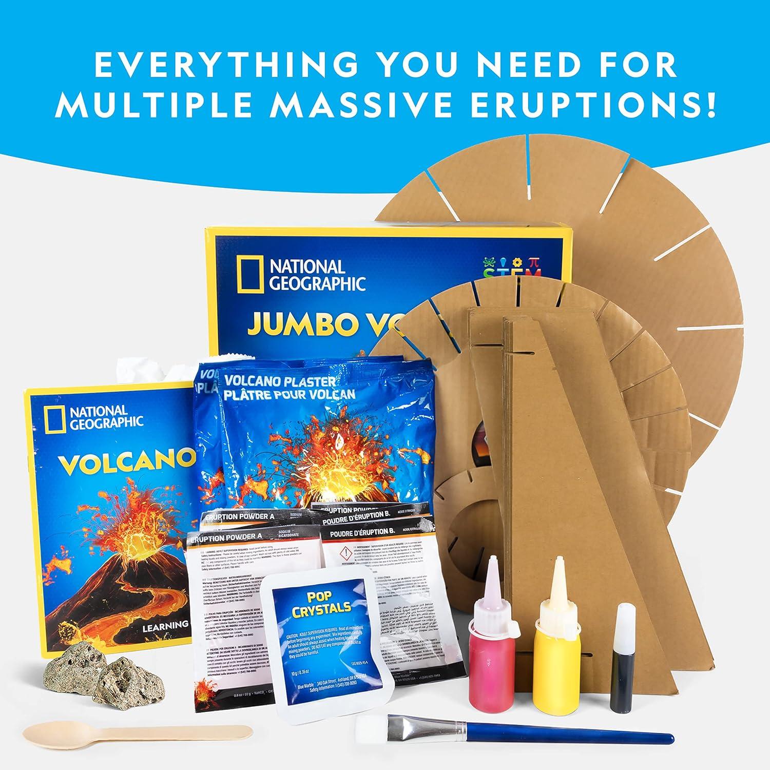 National Geographic Jumbo Volcano Science Kit – 18″ Giant Volcano with Multiple Eruptions, Science Experiments, Science Fair Projects