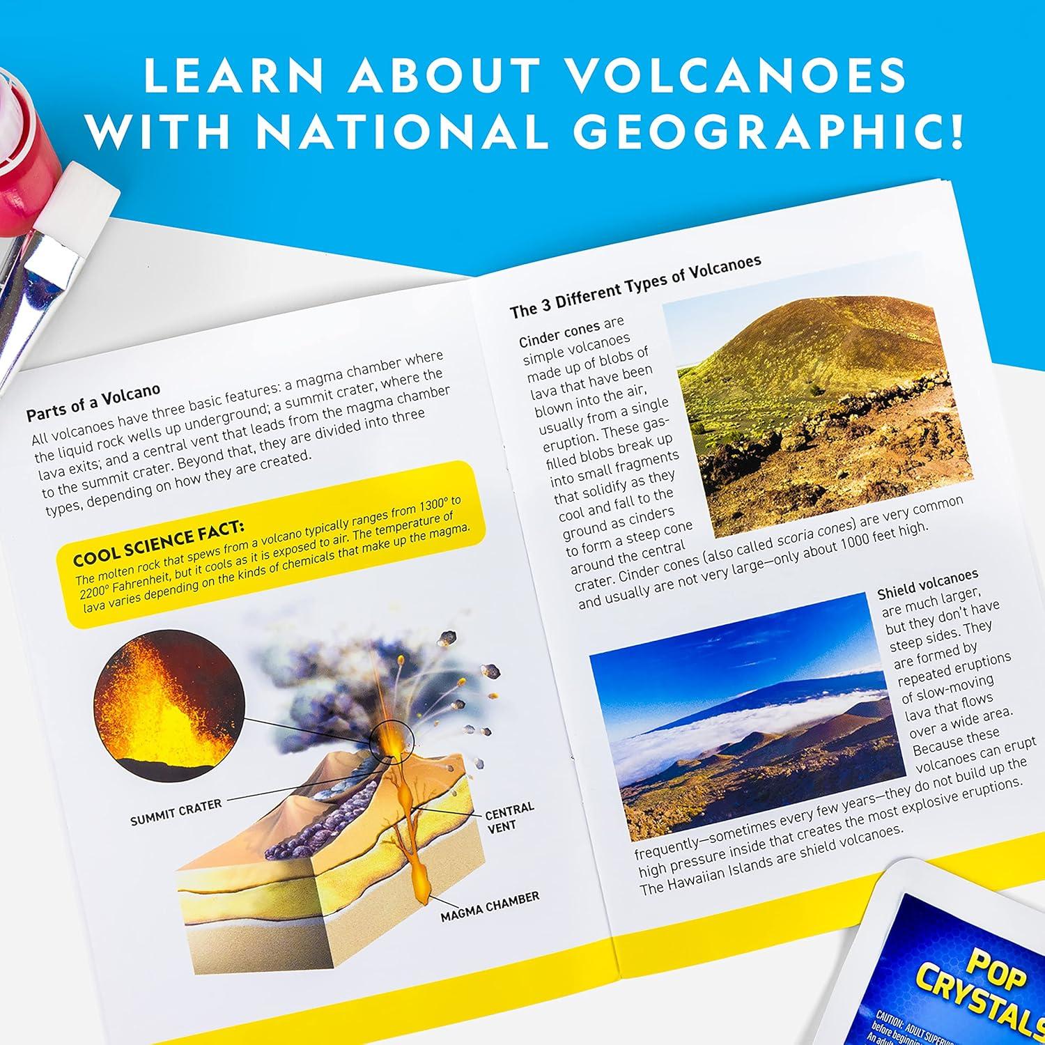 National Geographic Jumbo Volcano Science Kit – 18″ Giant Volcano with Multiple Eruptions, Science Experiments, Science Fair Projects