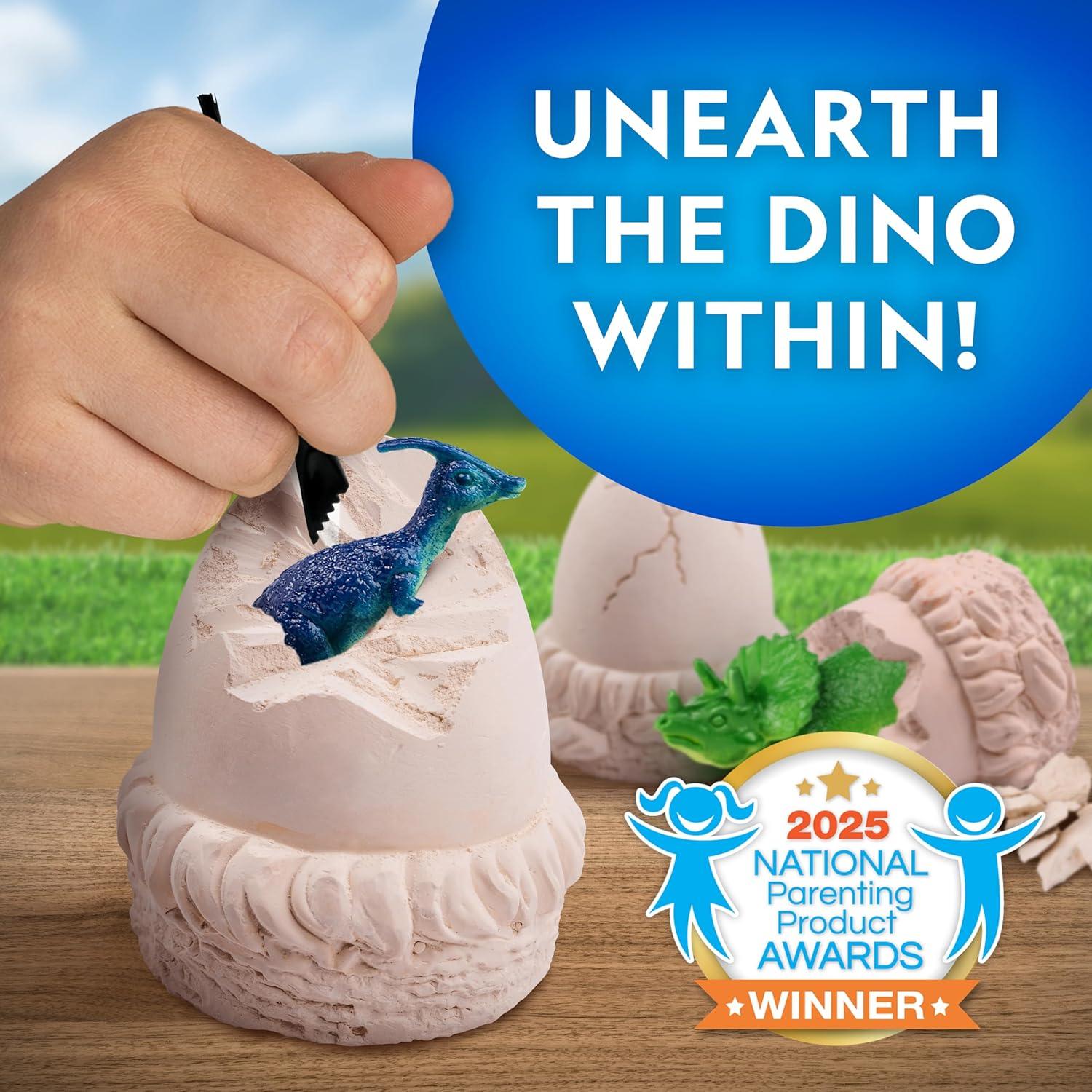 NATIONAL GEOGRAPHIC Jumbo Dinosaur Egg Dig Kit – Dig Out 12 Dino Figures & Replica T. Rex Tooth from Giant 6″ Egg, Dino Egg, Jumbo Egg, Dinosaur Egg Toys, Educational Science Kits(12 Dino-shaped Dig Bricks)