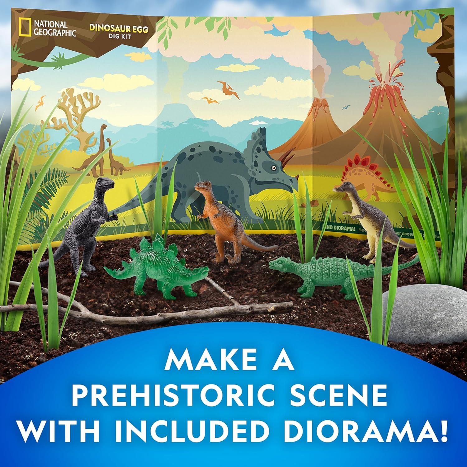 NATIONAL GEOGRAPHIC Jumbo Dinosaur Egg Dig Kit – Dig Out 12 Dino Figures & Replica T. Rex Tooth from Giant 6″ Egg, Dino Egg, Jumbo Egg, Dinosaur Egg Toys, Educational Science Kits(12 Dino-shaped Dig Bricks)