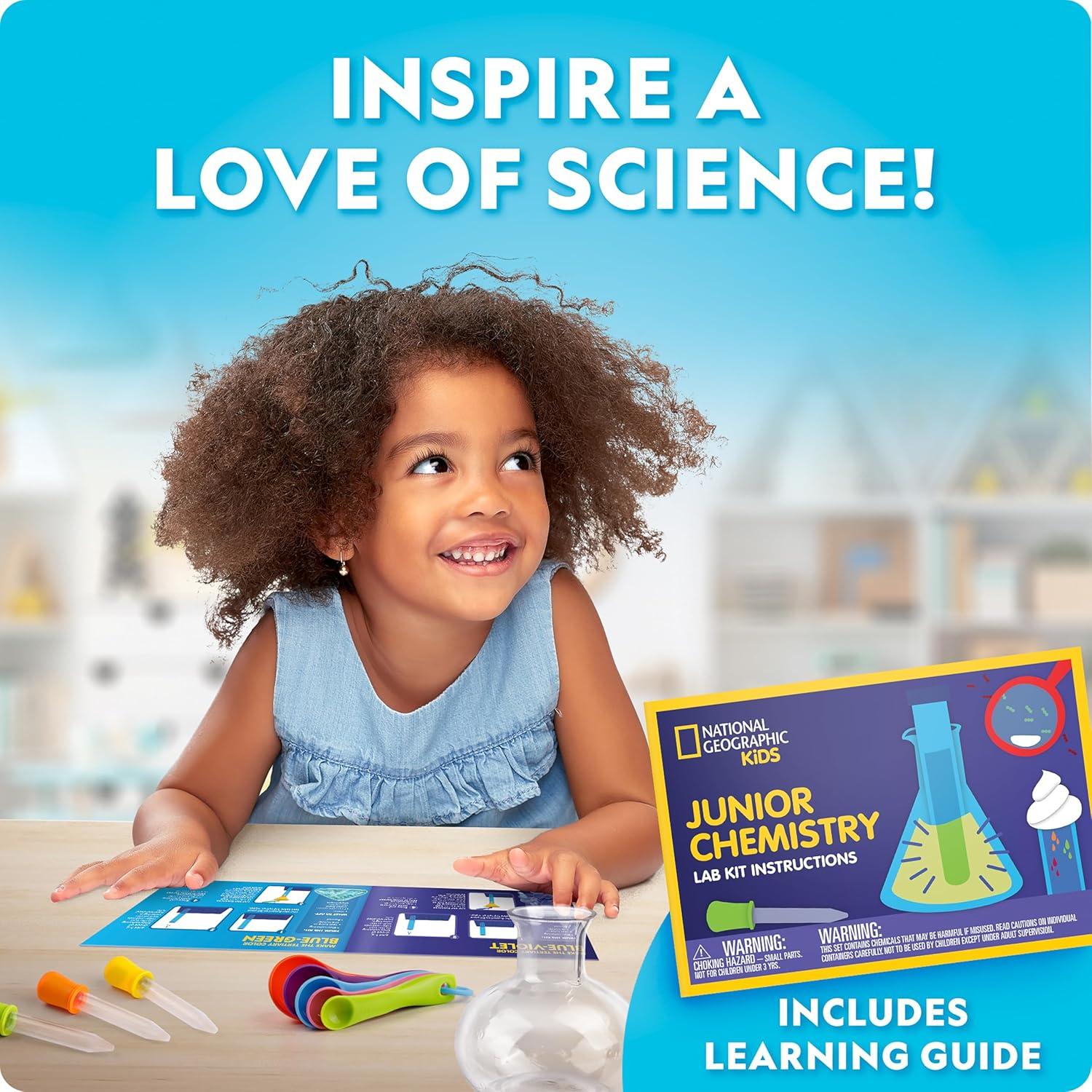 National Geographic Junior Chemistry Set – Complete Early Learning Lab Kit with 50 Science Experiments for Kids and 20+ Lab Tools, Chemistry Set, Science Experiments for Kids 4-6
