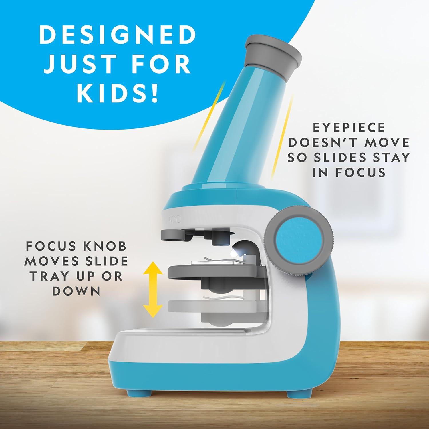 National Geographic Junior Microscope for Kids- Kit Includes Up to 250x Magnification Handheld Mini Attachment, 12 Slides, Lab Guide, Science Toy for Ages 6-12, STEM Project(Microscope)