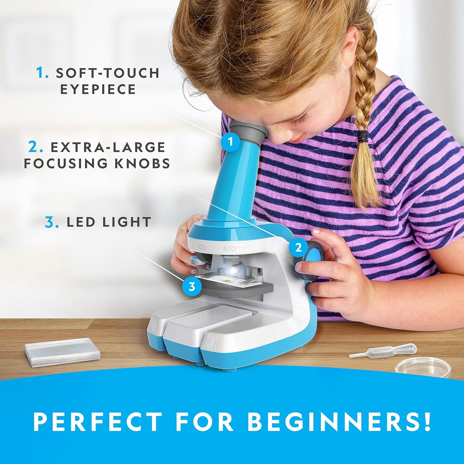 National Geographic Junior Microscope for Kids- Kit Includes Up to 250x Magnification Handheld Mini Attachment, 12 Slides, Lab Guide, Science Toy for Ages 6-12, STEM Project(Microscope)