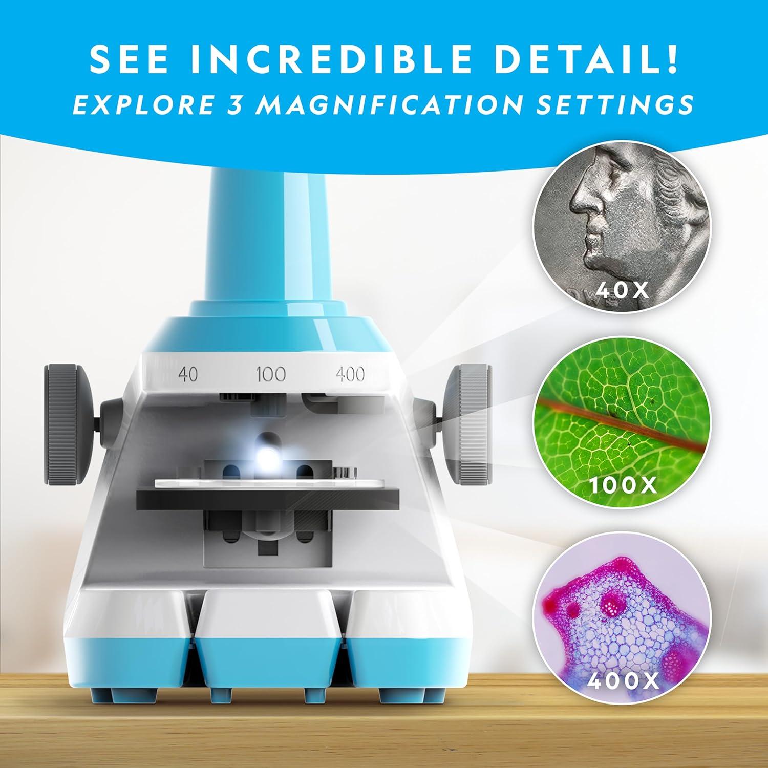 National Geographic Junior Microscope for Kids- Kit Includes Up to 250x Magnification Handheld Mini Attachment, 12 Slides, Lab Guide, Science Toy for Ages 6-12, STEM Project(Microscope)