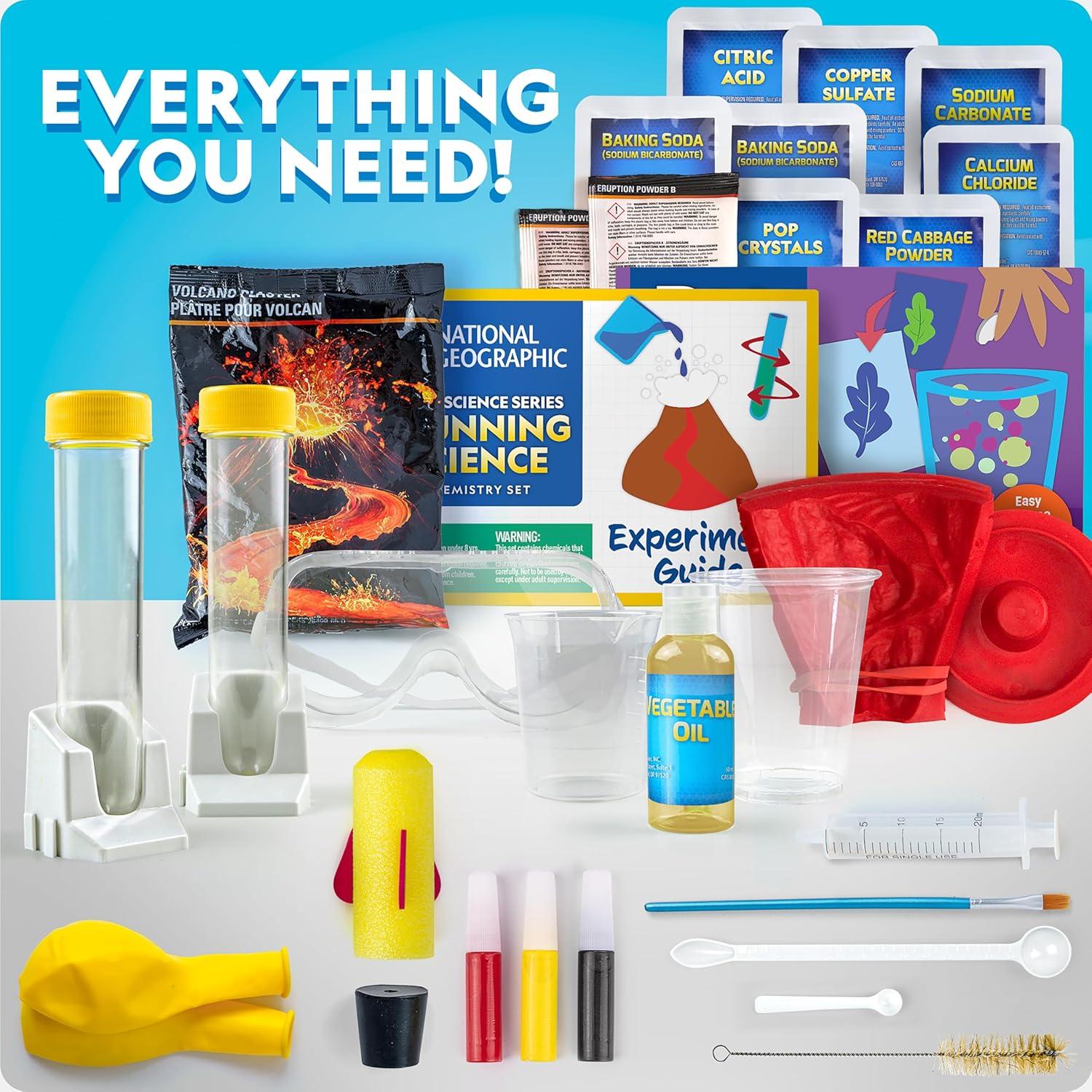 Blue Marble National Geographic Stunning Chemistry Set – Mega Science Kit with 45 Easy Experiments- Make a Volcano and Launch a Rocket, STEM Projects for Kids Ages 8-12, Science Toys