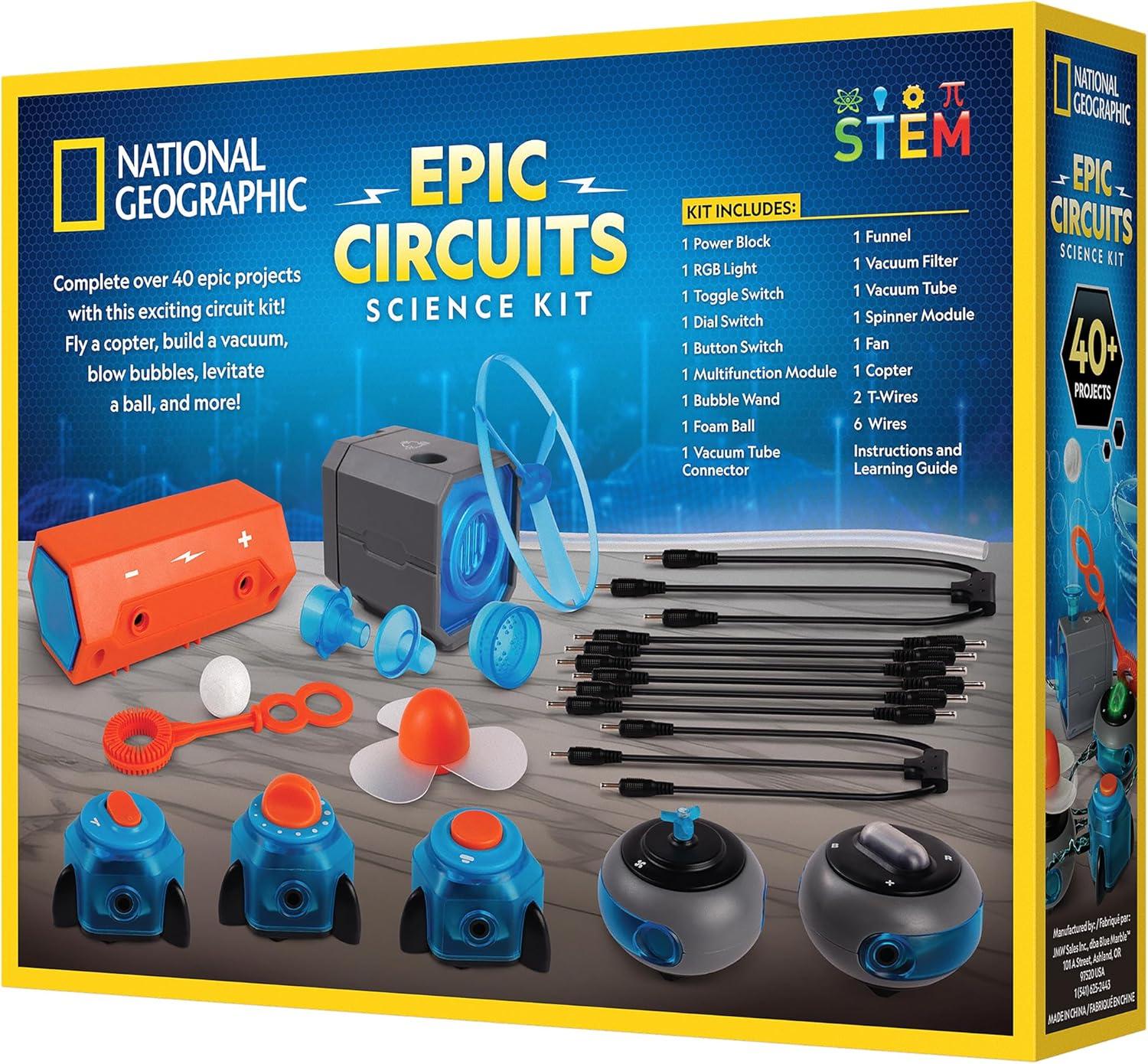 National Geographic Circuit Maker Kit – Electronics Kit for Kids with 120 Electrical Projects, Electric Circuit STEM Toy, Electronic Projects, Electrical Kit for Kids, Electricity Set(40+ Projects)