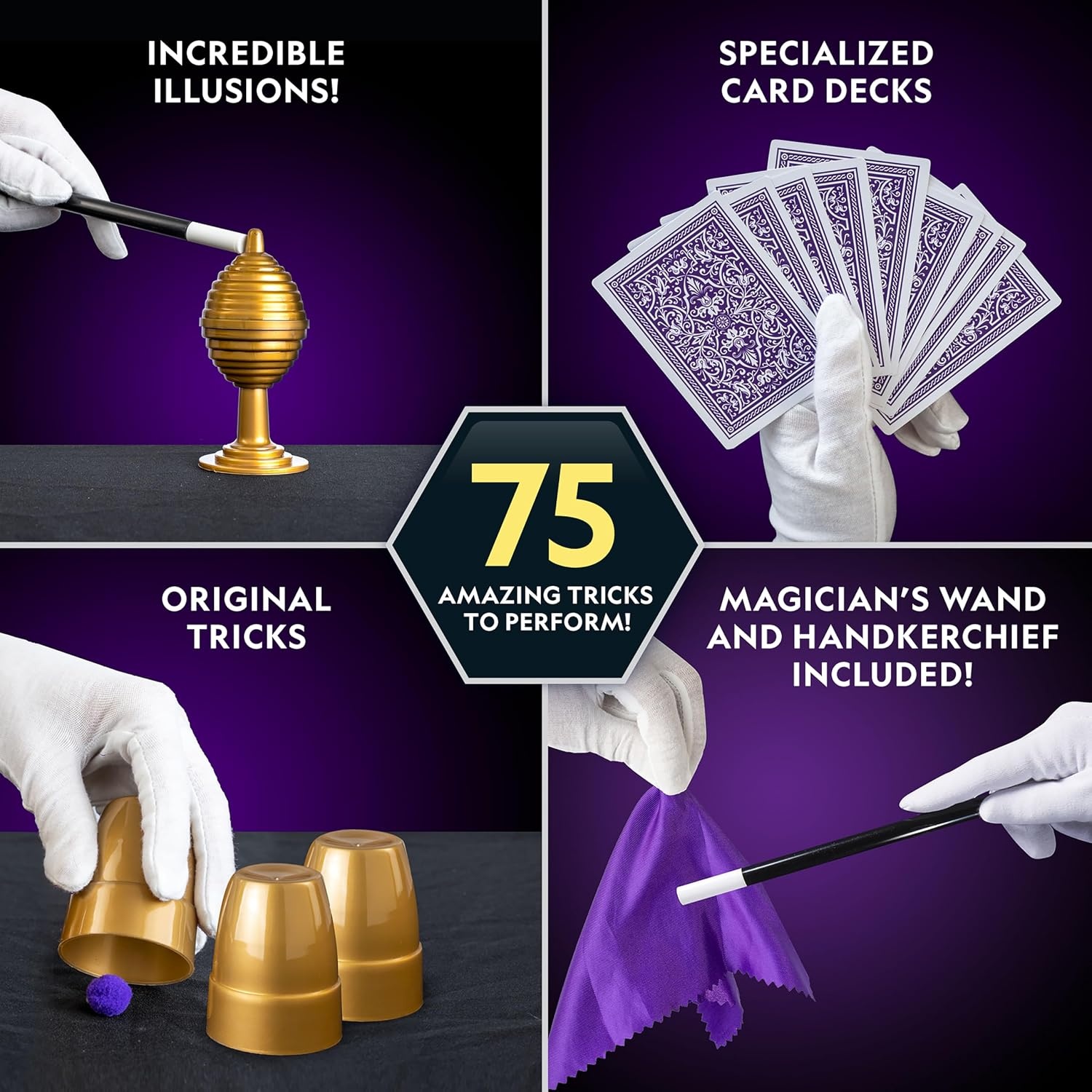 National Geographic Epic Magic Kit with 175+ Tricks for Kids 8-12 | 75+ Illusions, 100+ Science Experiments, 75+ Video Lessons from a Professional Magician, STEM Activities, Birthday Gift(175+ Magic Tricks)