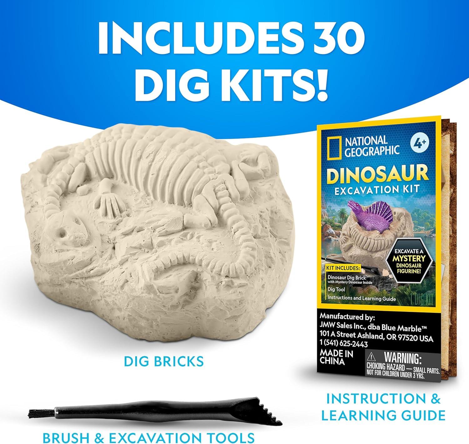 NATIONAL GEOGRAPHIC Jumbo Dinosaur Egg Dig Kit – Dig Out 12 Dino Figures & Replica T. Rex Tooth from Giant 6″ Egg, Dino Egg, Jumbo Egg, Dinosaur Egg Toys, Educational Science Kits(30 Individual Dig Bricks)
