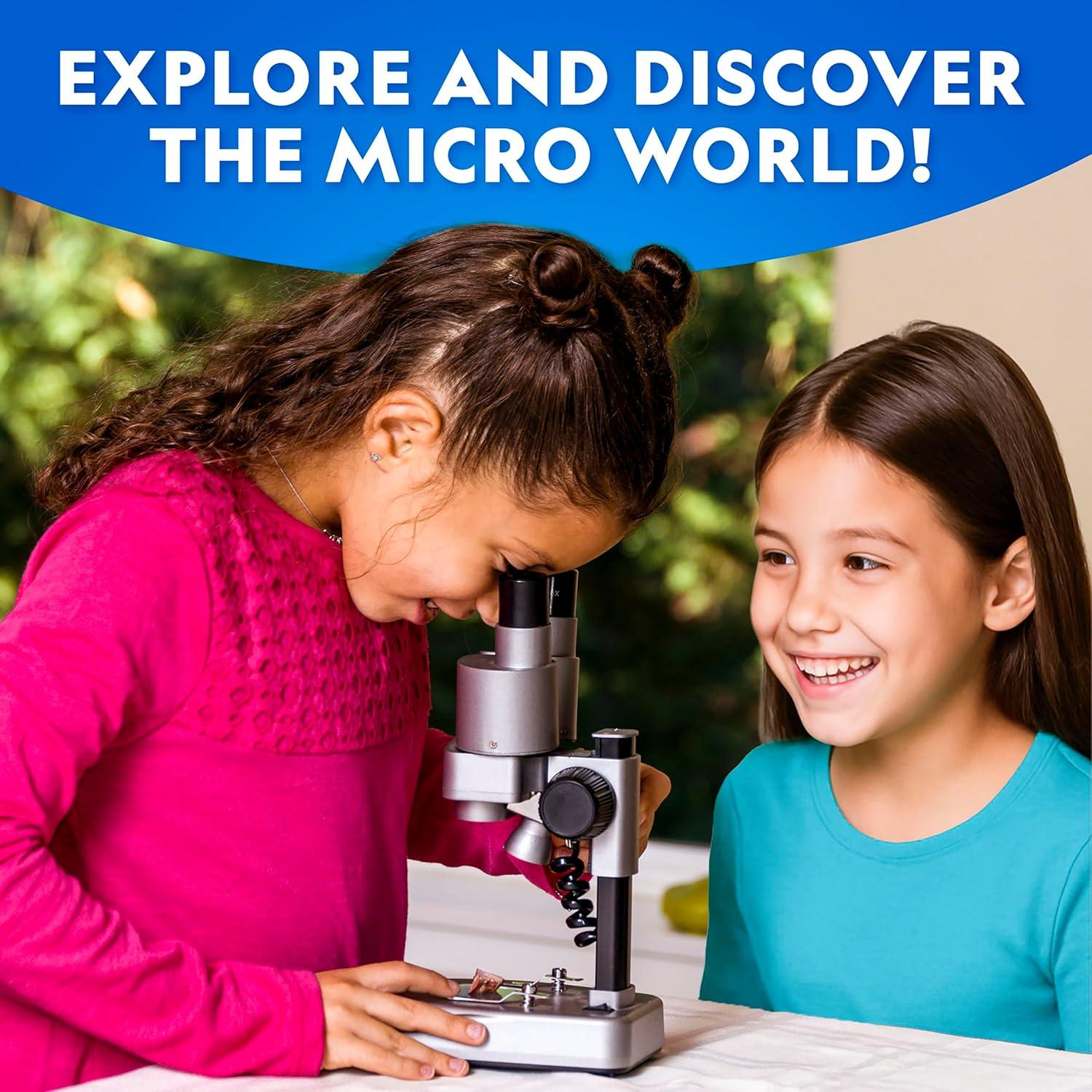 National Geographic Dual LED Kids Microscope – 50+ pc Science Kit with 10 Prepared Slides & 10 DIY Blank Slides, Biology Experiment Activity, Microscope Kit for Kids 8-12 (Amazon Exclusive)(Student Microscope Kit)