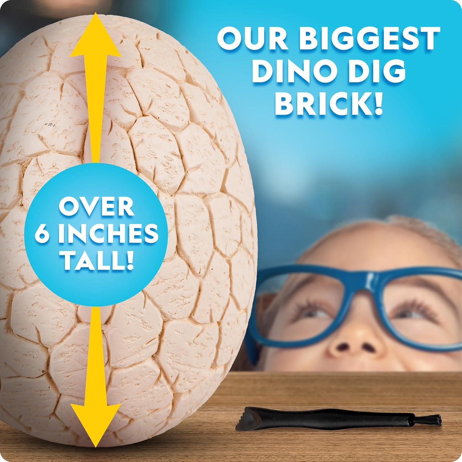 NATIONAL GEOGRAPHIC Jumbo Dinosaur Egg Dig Kit – Dig Out 12 Dino Figures & Replica T. Rex Tooth from Giant 6″ Egg, Dino Egg, Jumbo Egg, Dinosaur Egg Toys, Educational Science Kits(Jumbo Dino Egg Dig Brick)