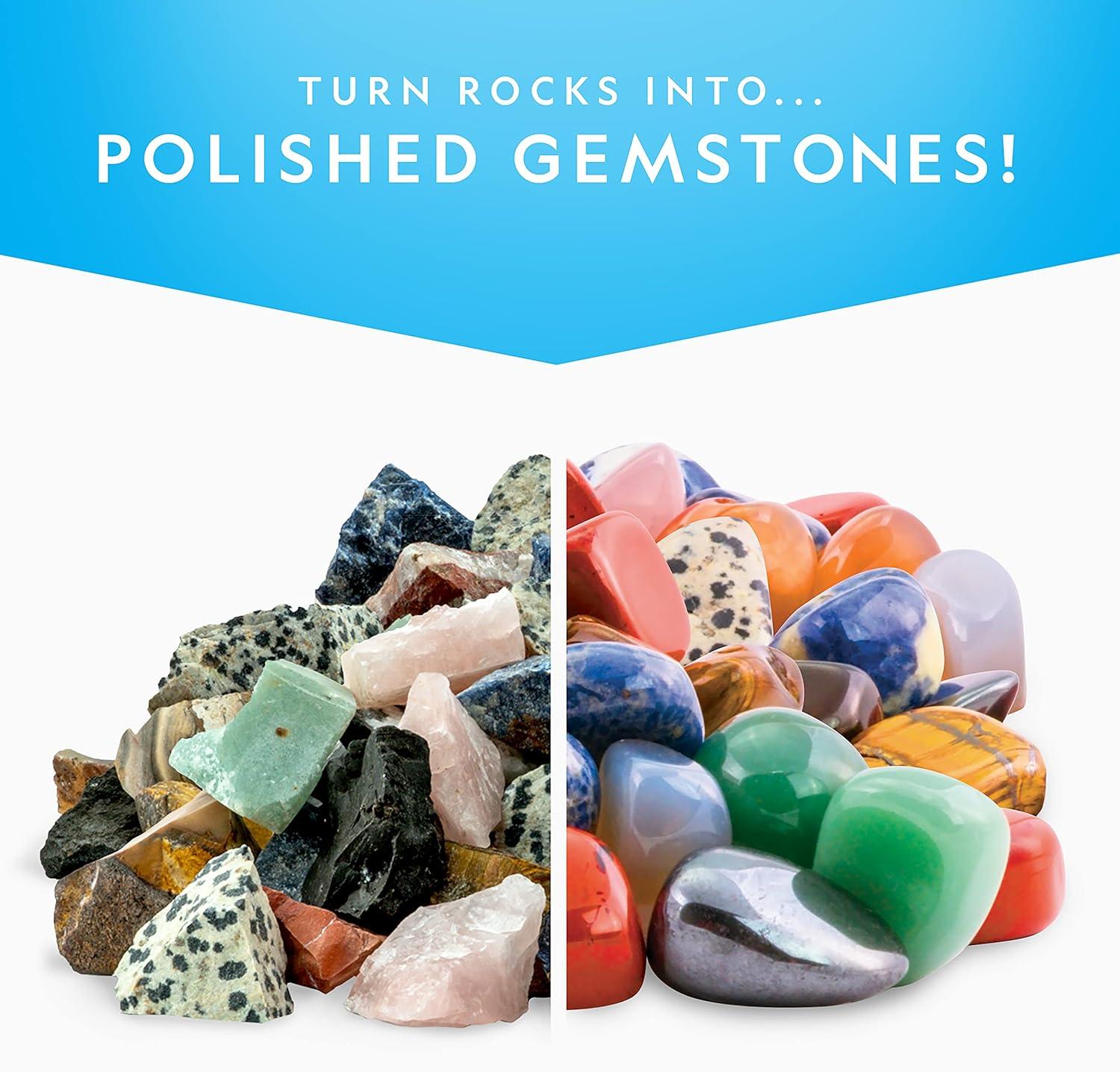 NATIONAL GEOGRAPHIC Rock Tumbler Refill Kit – 1 Lb. Madagascar Rocks for Tumbling with Rose Quartz, Red Jasper, Indigo Gabbro & More – Tumbler Supplies, Rock Polishing Grit and Jewelry Accessories(Gemstone Mix)