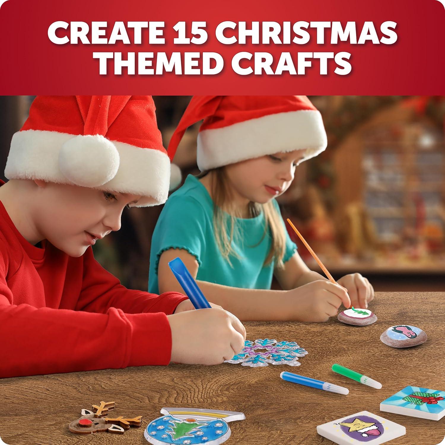 Blue Marble Santa’s Christmas Craft Kit for Kids – 15 Magical Christmas Crafts for Kids, Make Suncatchers, Paint Holiday Rocks, Make Magnetic Tile Art & More for Christmas Gifts, Craft Kits