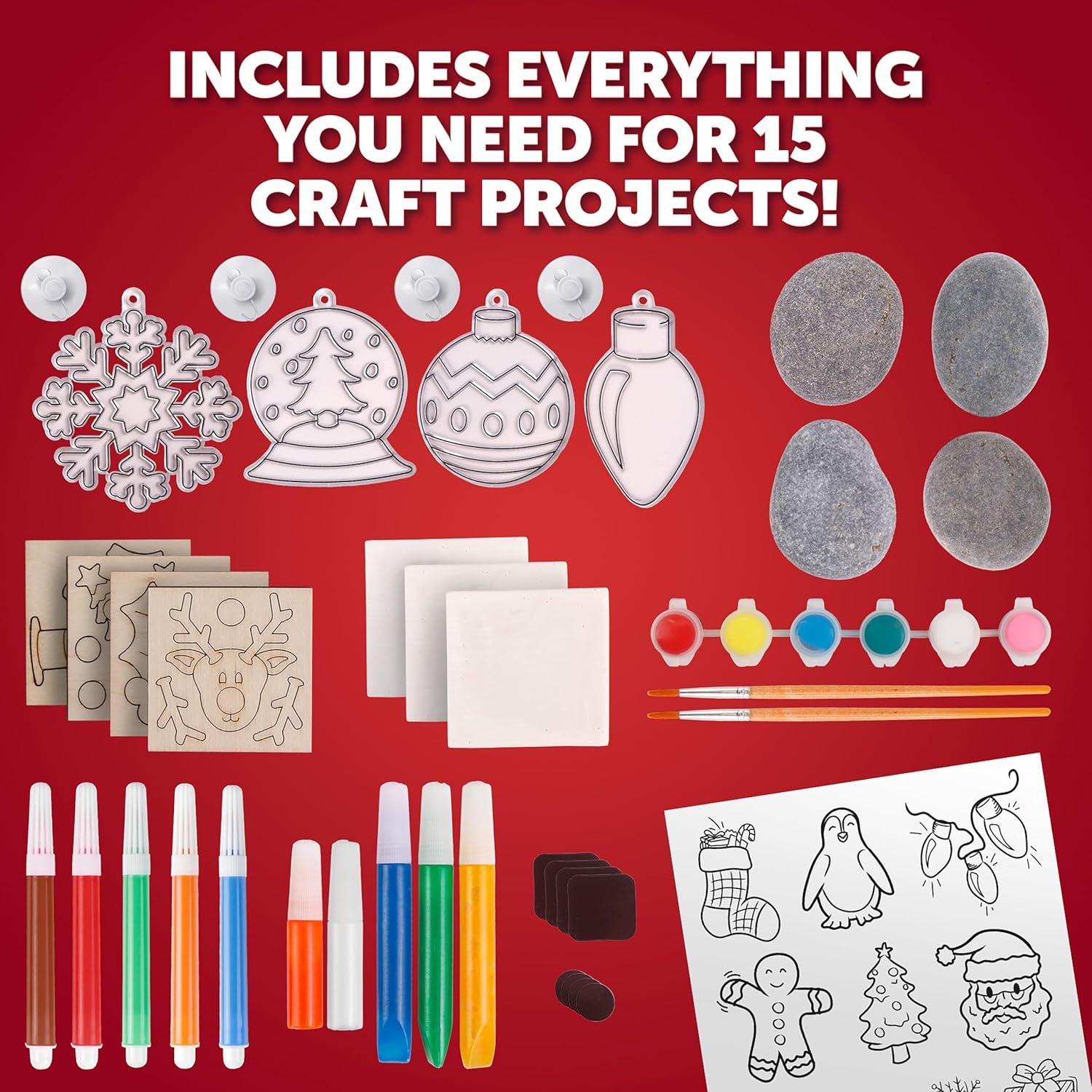 Blue Marble Santa’s Christmas Craft Kit for Kids – 15 Magical Christmas Crafts for Kids, Make Suncatchers, Paint Holiday Rocks, Make Magnetic Tile Art & More for Christmas Gifts, Craft Kits