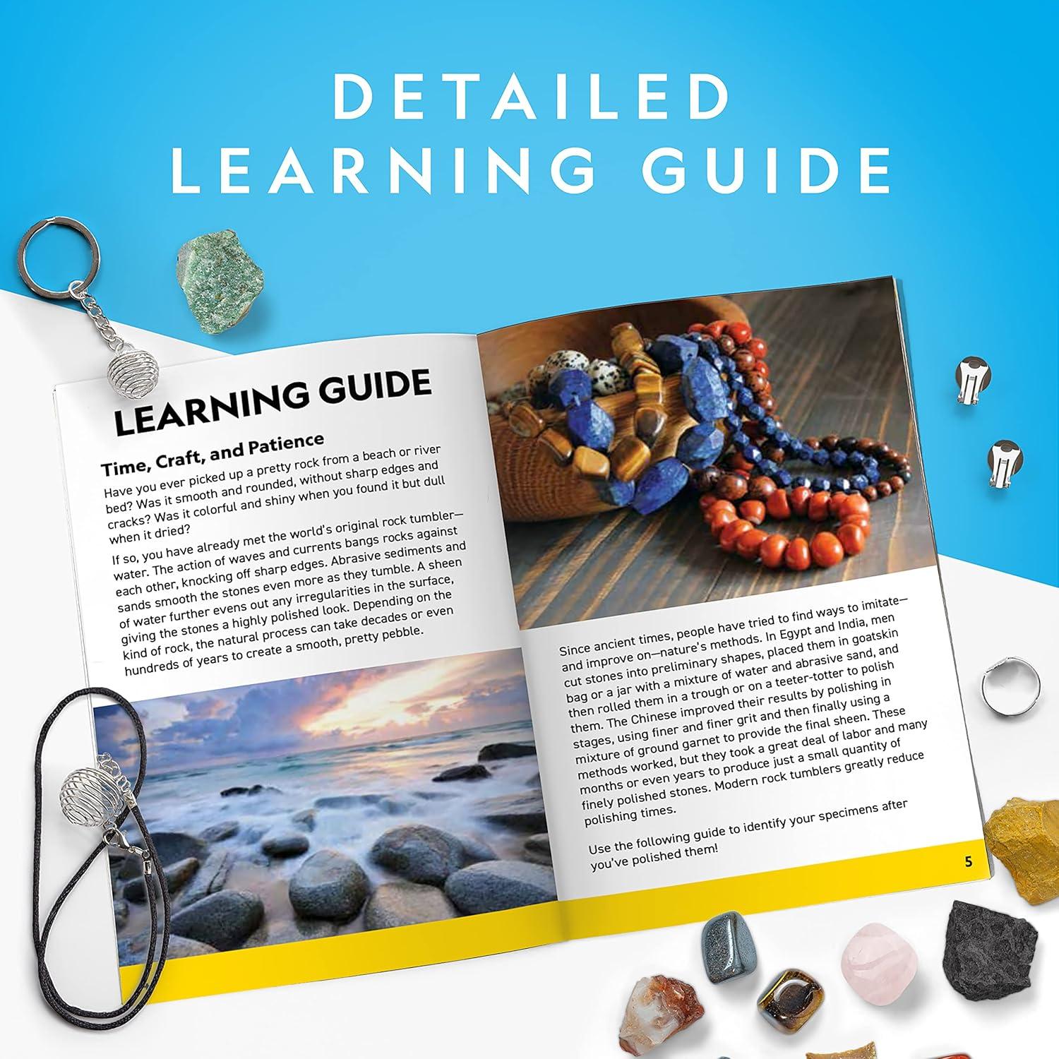 National Geographic Rock Tumbler Refill Kit 3 lbs. of Rough Gemstones and Rocks for Tumbling Including Amethyst and Quartz Supplies Include Tumbler Grit and Jewelry Accessories(Gemstone Mix)