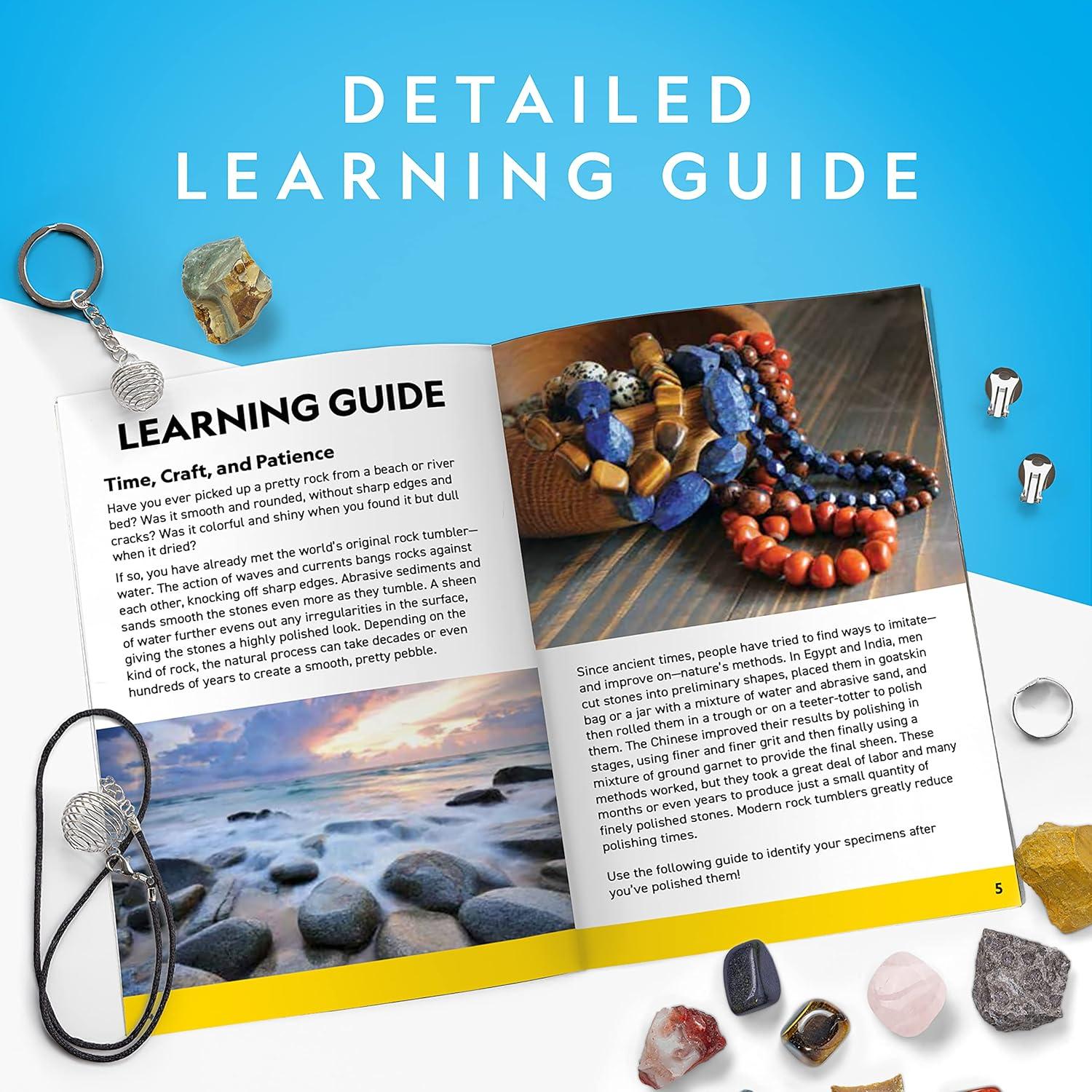 National Geographic Rock Tumbler Refill Kit 3 lbs. of Rough Gemstones and Rocks for Tumbling Including Amethyst and Quartz Supplies Include Tumbler Grit and Jewelry Accessories(Madagascar Mix)