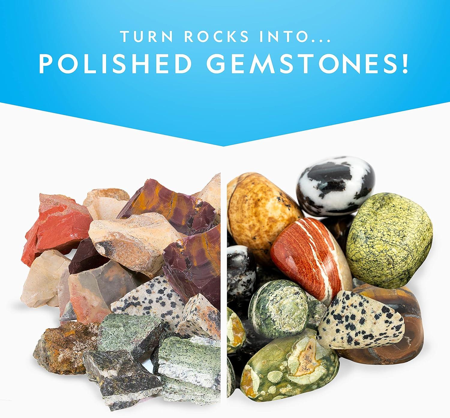 NATIONAL GEOGRAPHIC Rock Tumbler Refill Kit – 1 Lb. Madagascar Rocks for Tumbling with Rose Quartz, Red Jasper, Indigo Gabbro & More – Tumbler Supplies, Rock Polishing Grit and Jewelry Accessories(Jasper Mix)