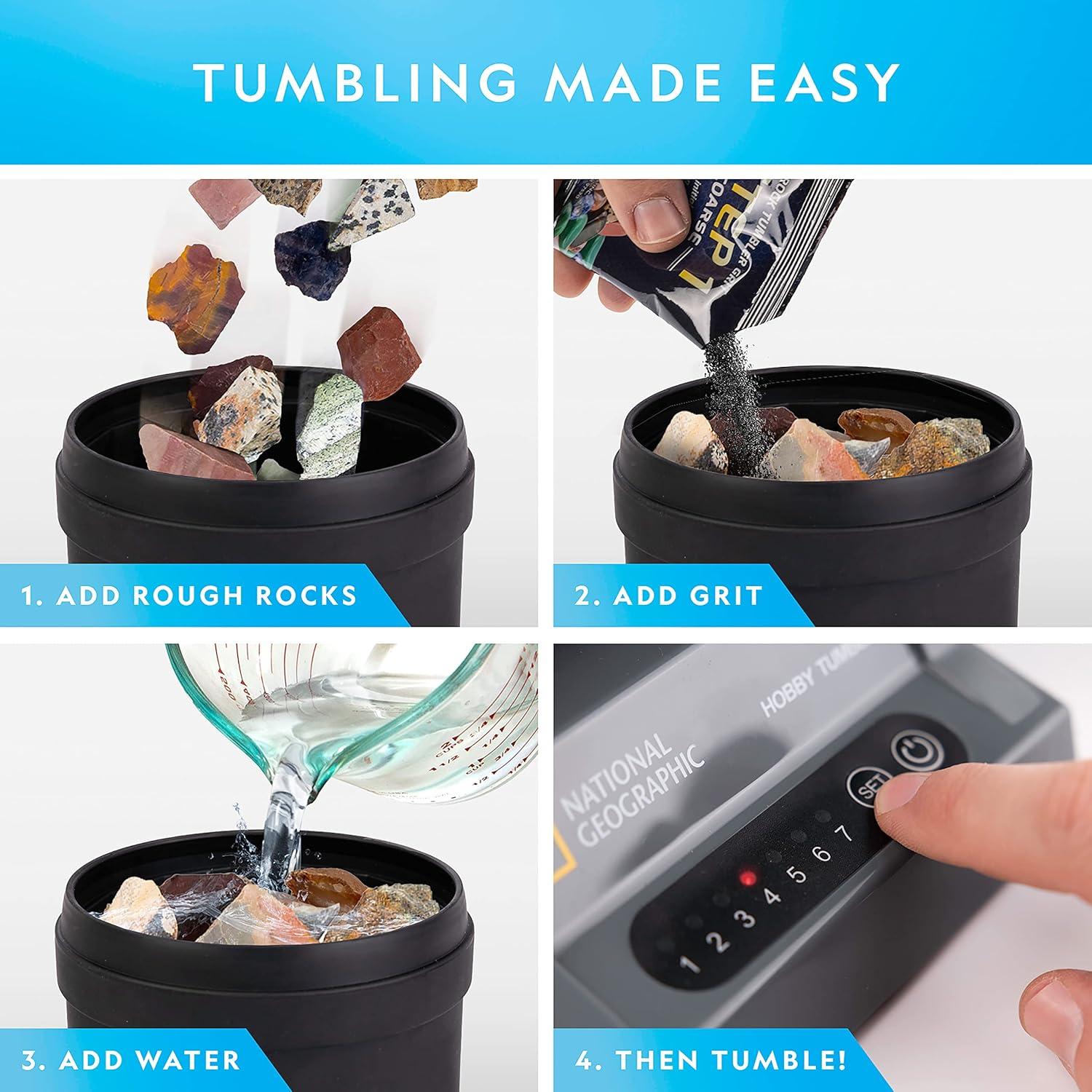 NATIONAL GEOGRAPHIC Rock Tumbler Refill Kit – 1 Lb. Madagascar Rocks for Tumbling with Rose Quartz, Red Jasper, Indigo Gabbro & More – Tumbler Supplies, Rock Polishing Grit and Jewelry Accessories(Jasper Mix)
