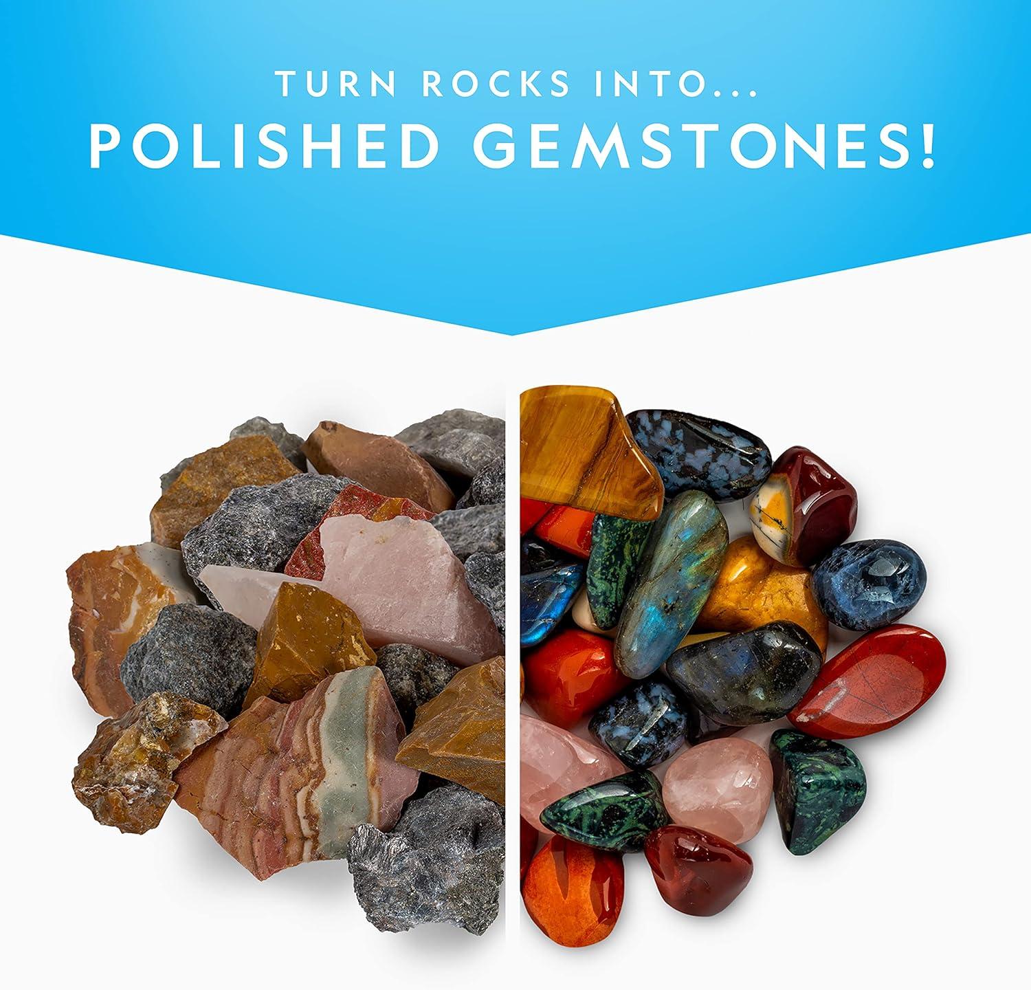 NATIONAL GEOGRAPHIC Rock Tumbler Refill Kit – 1 Lb. Madagascar Rocks for Tumbling with Rose Quartz, Red Jasper, Indigo Gabbro & More – Tumbler Supplies, Rock Polishing Grit and Jewelry Accessories(Madagascar Mix)